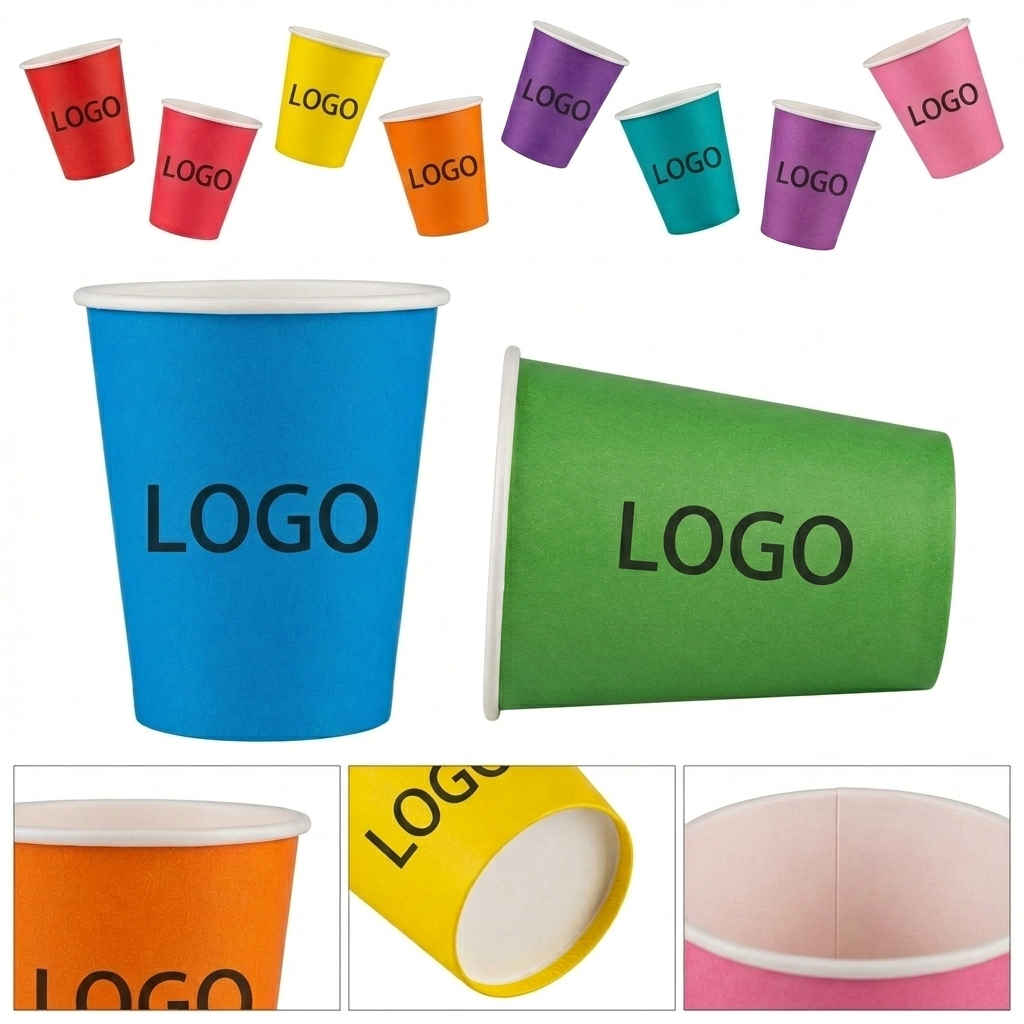 Vibrant Disposable Paper Cups - 12oz Assorted Color Pack