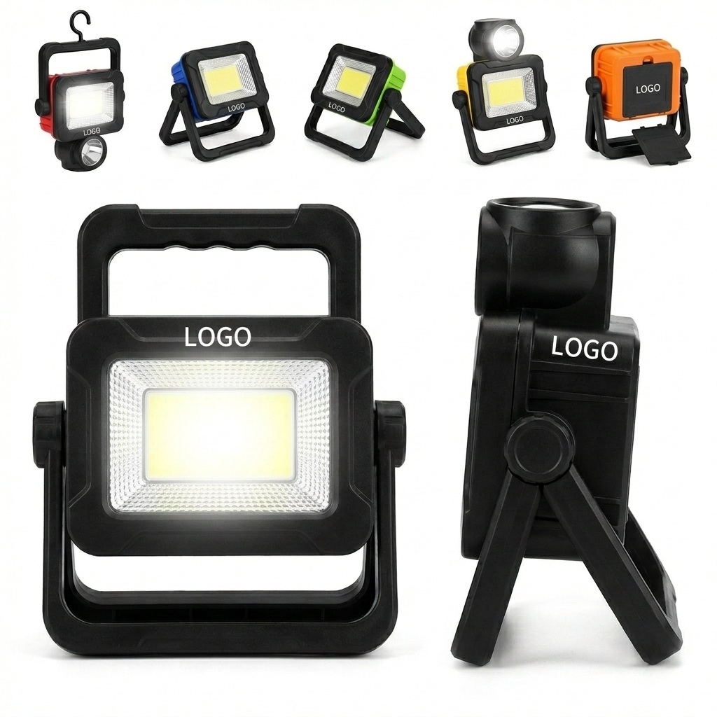 Dual Beam COB Panel and LED Torch Work Light with Stable Wide Base