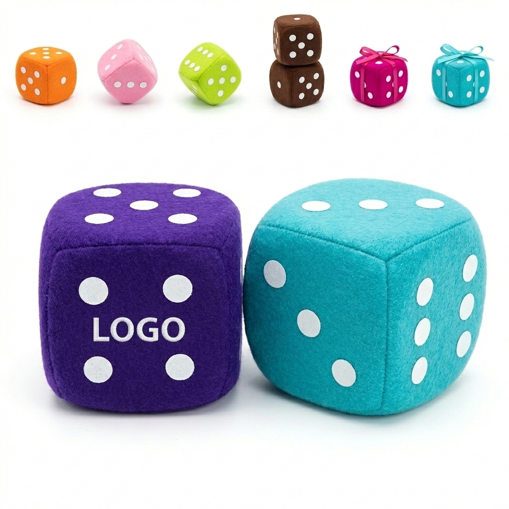 Multicolor Plush Fuzzy Dice Set for Car Decor