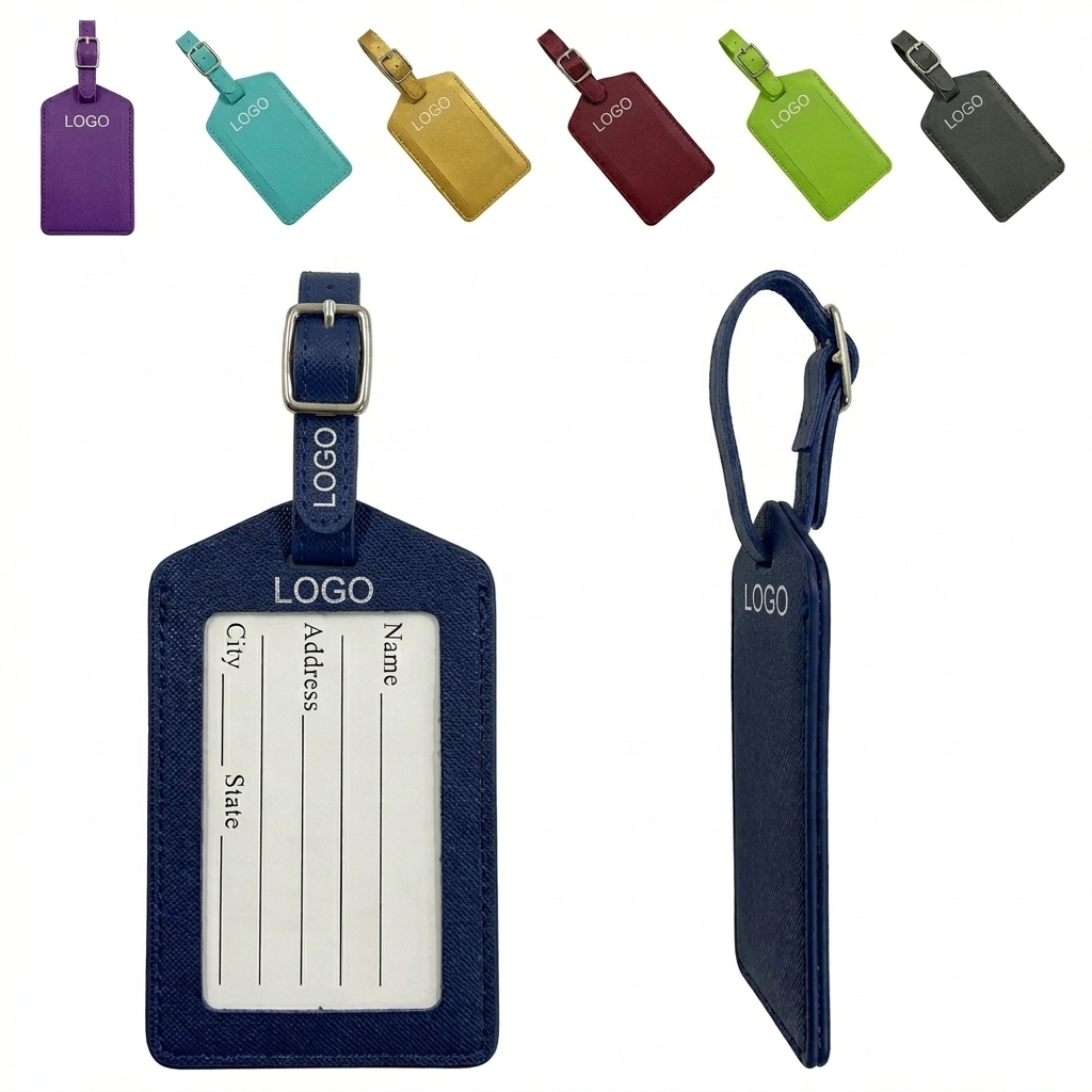 Custom PU Leather Luggage Tag with Writable Insert Card