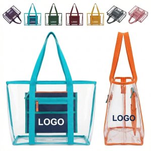 Clear Vinyl Stadium Tote Bag with Secure Zipper & Durable Trim