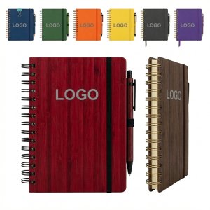 Sustainable Bamboo Notebook - 80-Sheet Recycled Paper, Elastic Band Closure