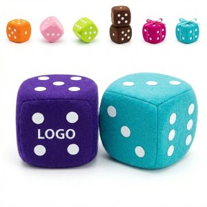Multicolor Plush Fuzzy Dice Set for Car Decor