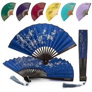 Artisan Foldable Hand Fan - Reversible Bamboo & Silk Pocket Fan
