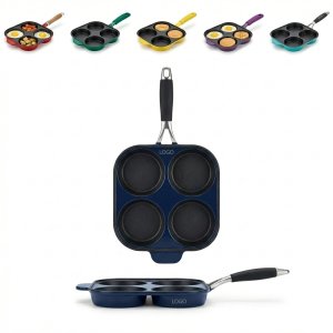 Quad-Cavity Cast Iron Pancake Griddle with Heat-Resistant Handle