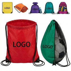 Game Day Mesh Ball Pocket Drawstring Backpack