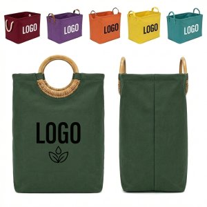 Eco-Friendly Foldable Bamboo Handle Waterproof Storage Hamper